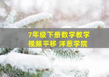 7年级下册数学教学视频平移 洋葱学院